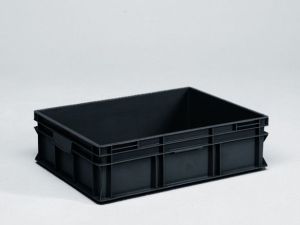 Stapelbare bak 90 liter, 800x600x220mm, uit ESD-veilig materiaal