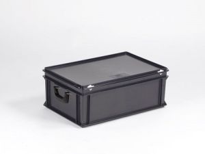 ESD kunststof RAKO koffer, 600x400x235 mm, uit ESD-veilig materiaal
