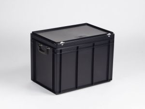 ESD kunsstof RAKO koffer, 600x400x440 mm, uit ESD veilig, zwart